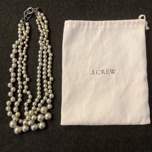 J Crew Multi-Strand Chunky Silver-tone Beaded Necklace